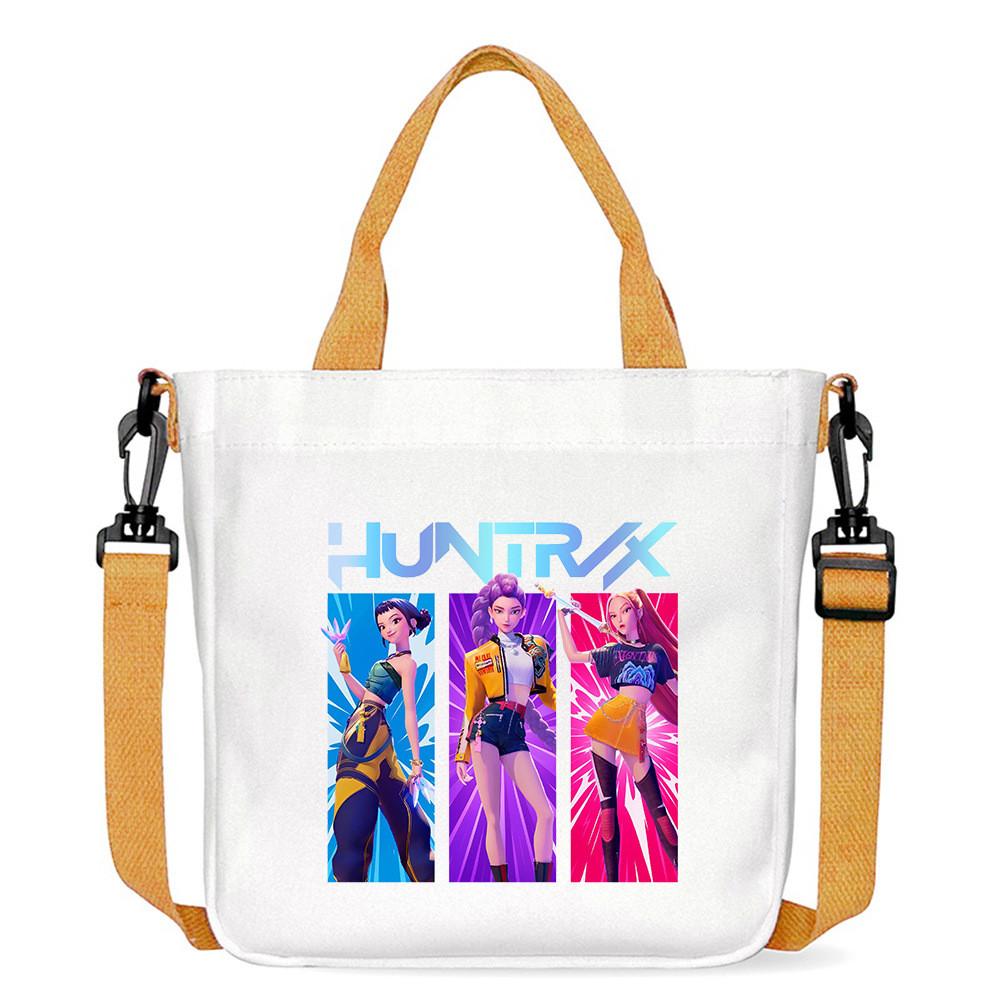 Kids Girls Kpop Hunters Derpy Rumi Zoey Mira Printed Student Lightweight Crossbody Bag Casual Canvas Shoulder Bags