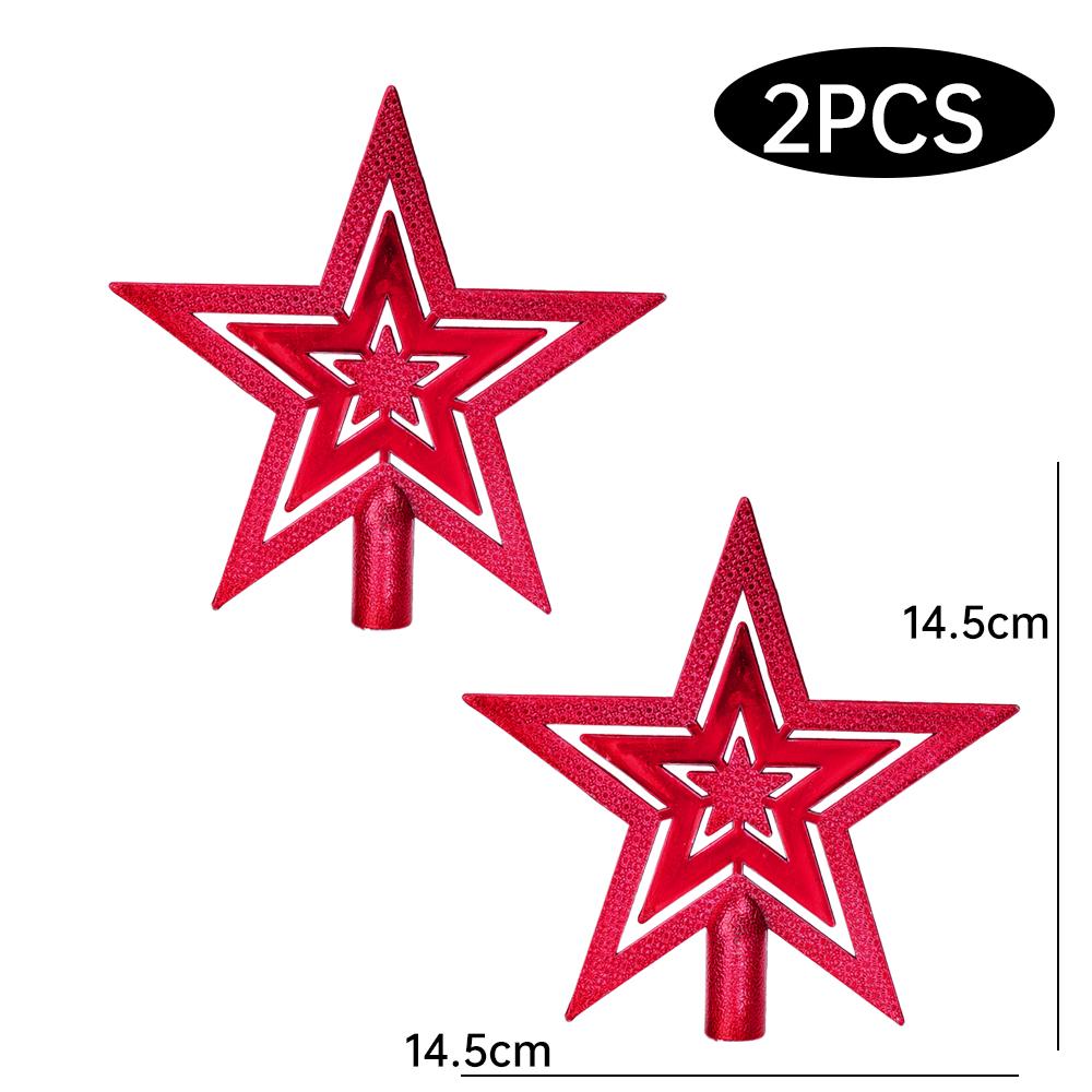 

2 Pcs Pentagram Christmas Tree Top Decorations Pentagram Flat Hollow Xmas Holiday Party Atmosphere Five Pointed Star Ornaments
