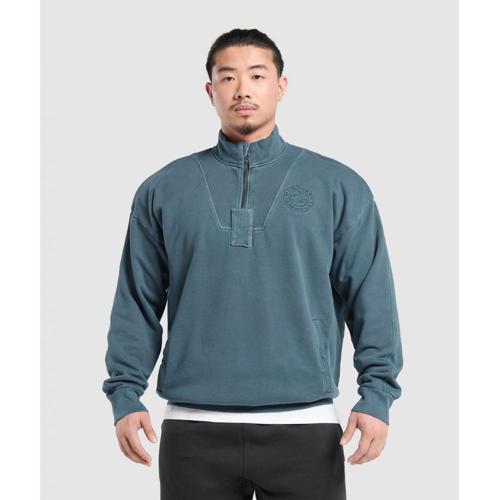 

Gymshark Premium Legacy 1 4 Zip Cargo Blue A7a3m Uczq M