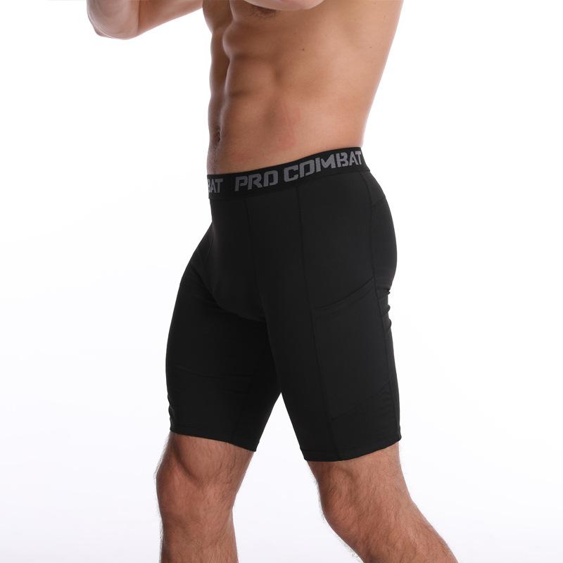 Men Black Skinny Running Sports Tights Shorts With Pockets Base Layer Fitness White Underwear Athletic Training Pants Leggings