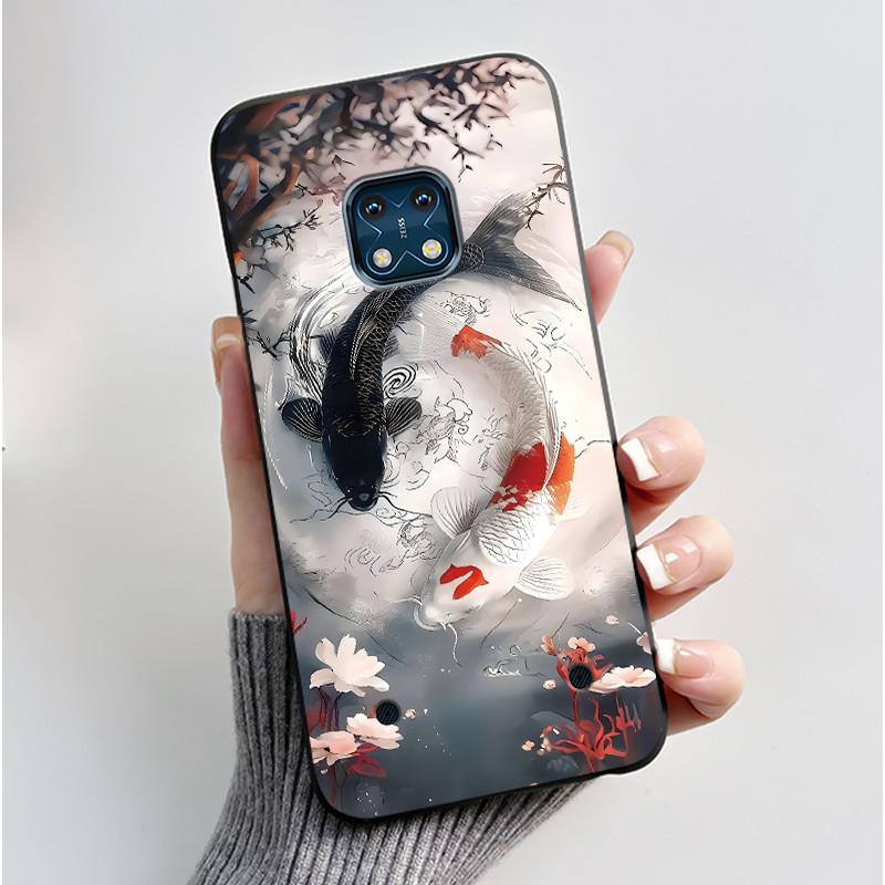 Jelly Color Simple Black Case For Nokia XR20 Popular Little Girl Viral Lucky Pattern Shell With Shockproof Bumper Soft Cover
