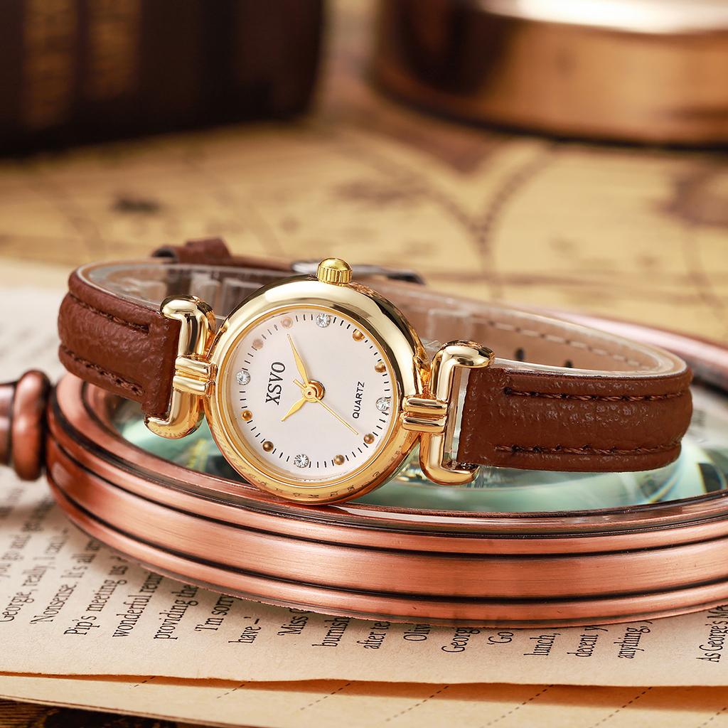 Vintage Small Disc Women's Watch Roman Belt Quartz Women's Watch