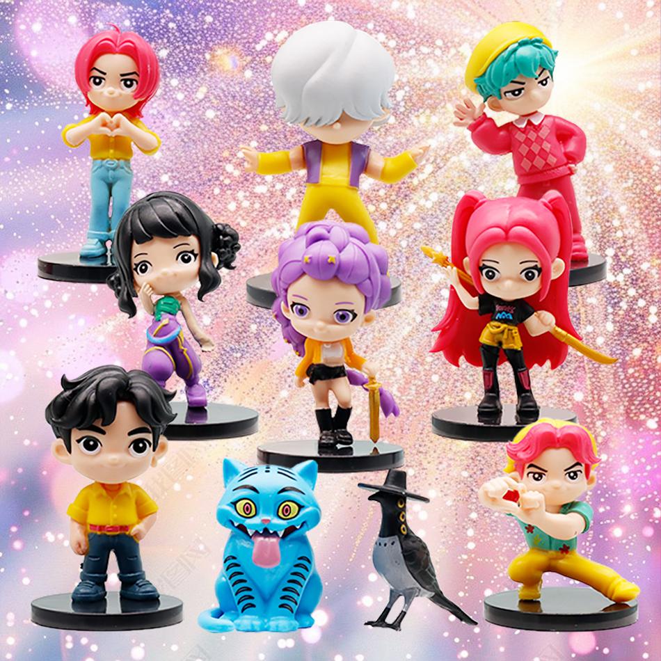 10pcs/Set Q Version Demon Hunters Action Figure PVC Toy Derpys Rumi Mira Zoey Sussy Figurine Doll For Fans Gift Childen Gift