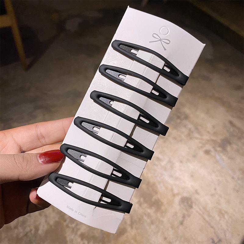 Korean Matte Black Hair Clips for Women - Bangs, Side, and Headdress Clips