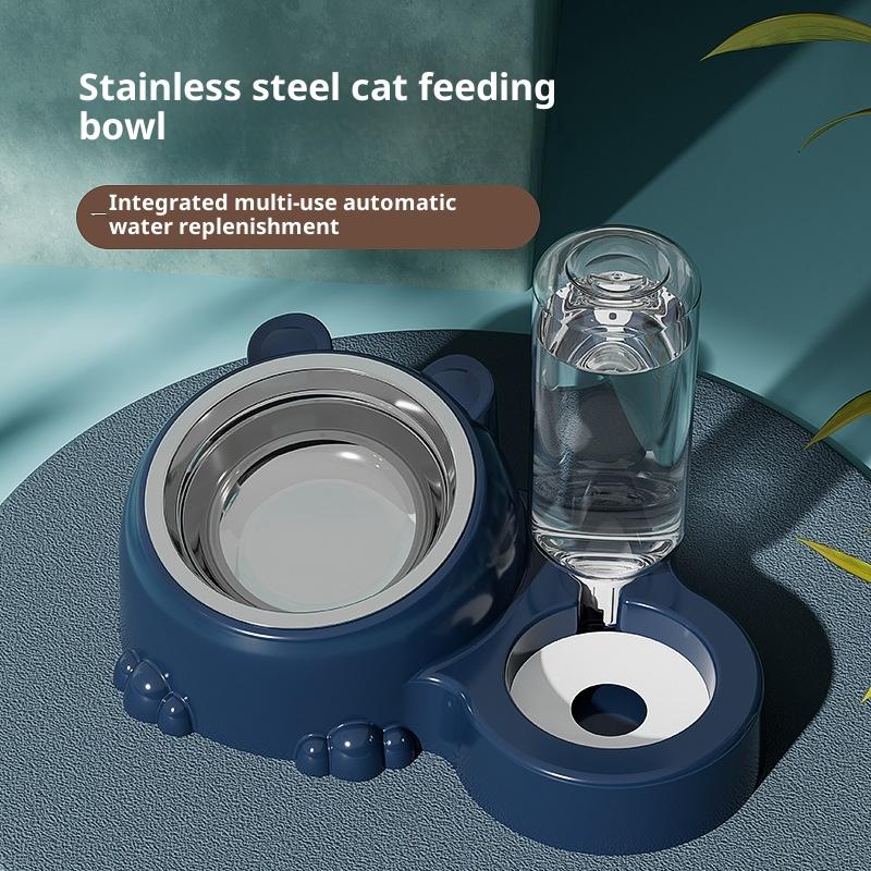 

Pet Bowl 2-In-1 Auto Water Feeder, Tilted Elevated Cat Dog Bowl For Food & Water, Anti-Choking Slow Feeder Dish For Pets синій
