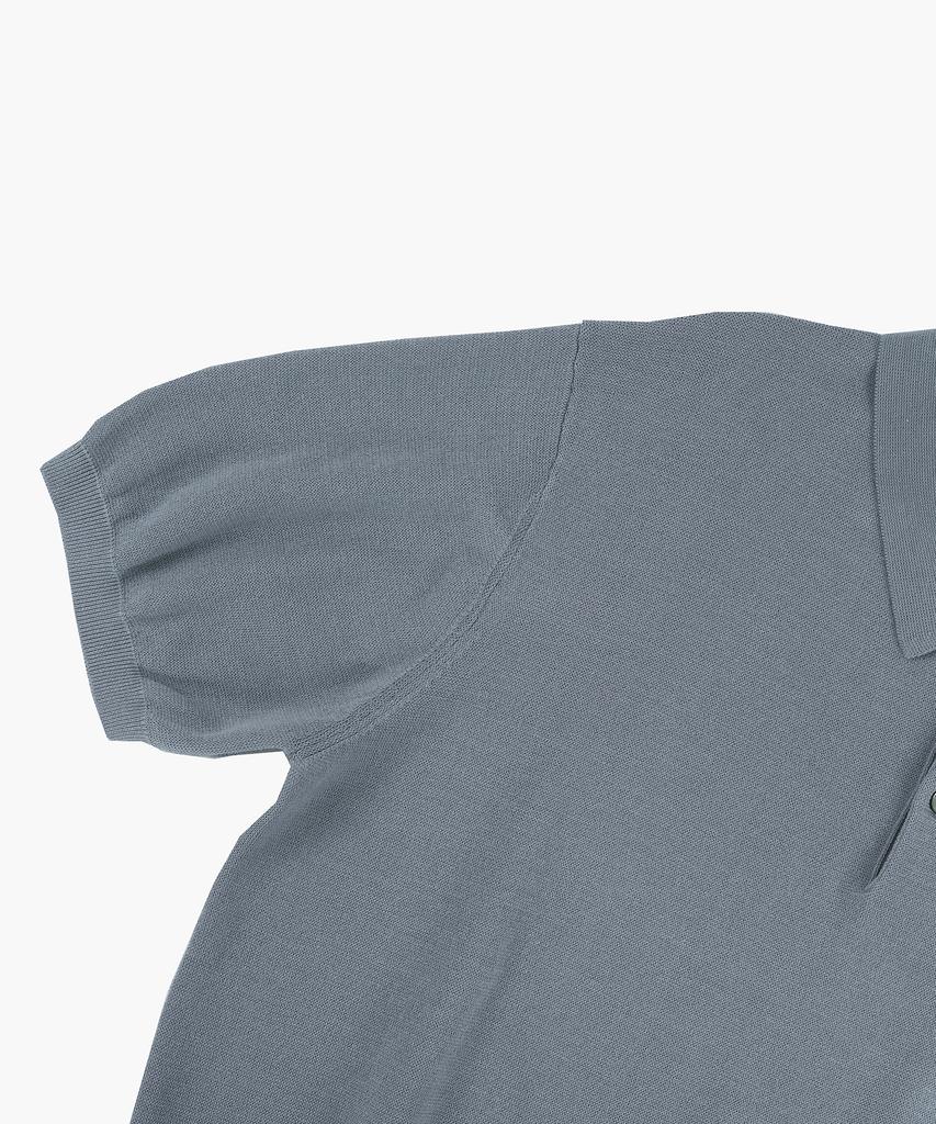 BELLIEF Essential Hard Twist Cotton Short Sleeve Polo Knit (Ice Blue)