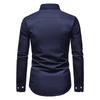 Camisa Masculina 2022 Estilo Europeu e Americano Slim Fit Manga Longa Bloco de Cores