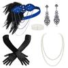 1920s Feather Headband Set with Necklace, Gloves, Cigarette Holder, and Earrings for Ball Theme Party or Annual Meeting.