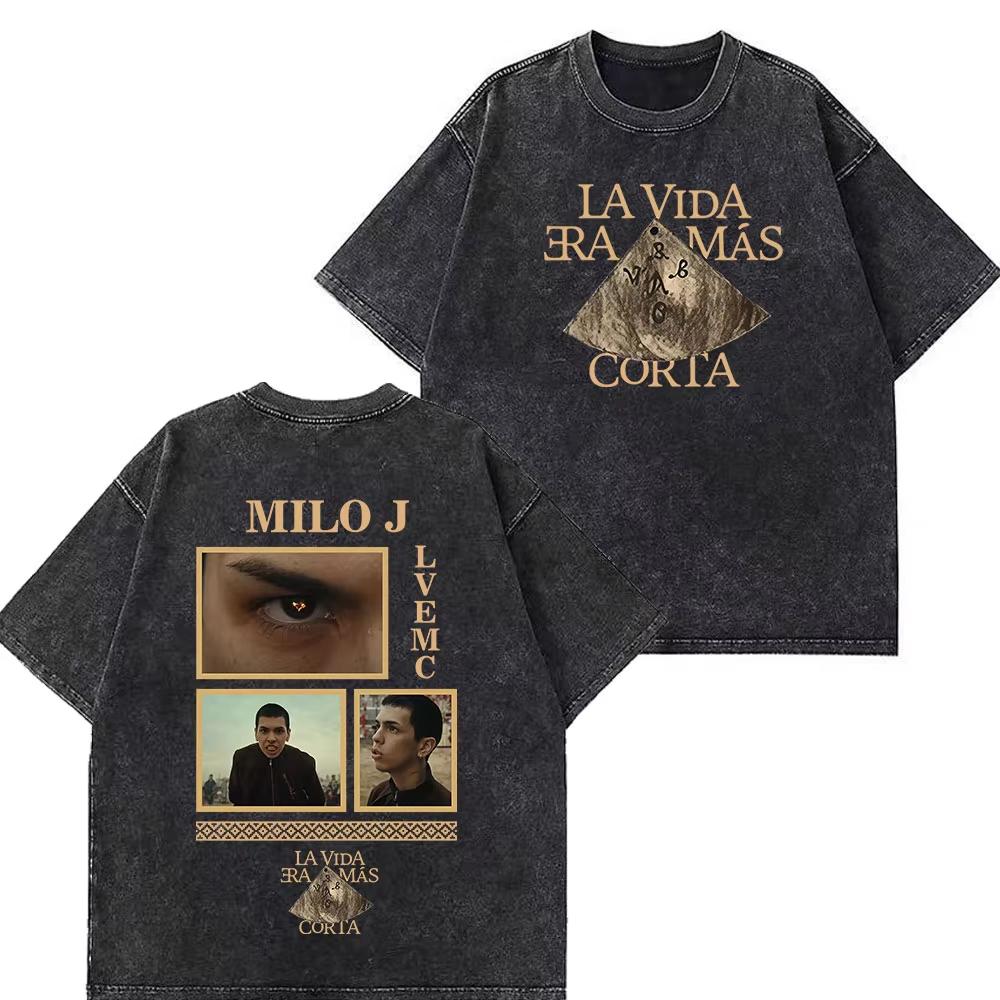 Rapper Milo J Album Tour Vintage Washed T Shirts Mens Women Clothing Harajuku Hip Hop Tshirts Short Slevee Oversized Tshirts