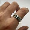 Adjustable Open Couple Ring Set In Sterling Vintage Geometric Texture Design Men Women