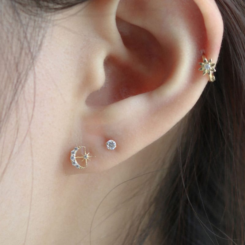 Youngglow 14k Moon & Star Piercing