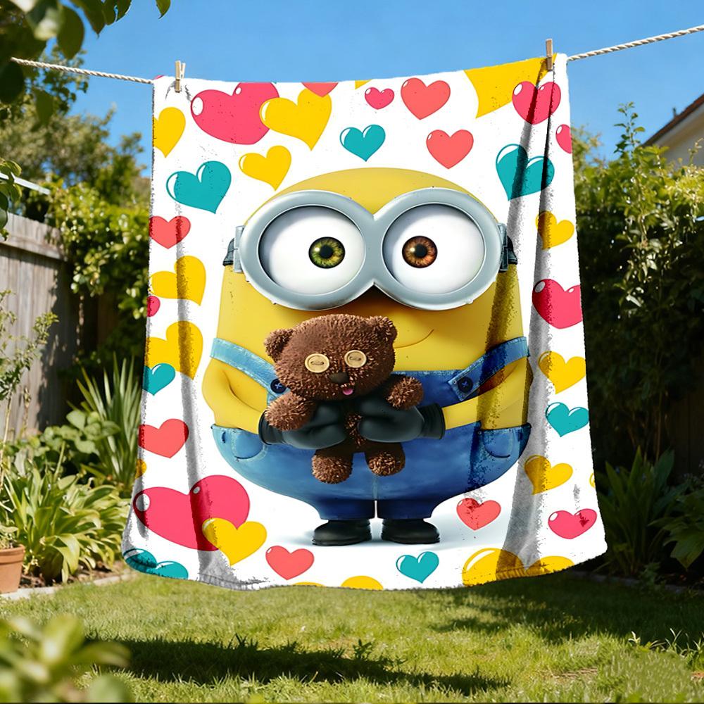 

1 шт. Фланелева ковдра Minions для вулиці для дівчат, м яка, легка, ідеально підходить для кемпінгу та подарунків, Цифрова 80x120cm