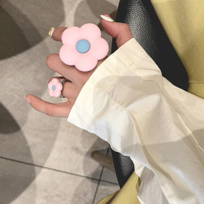 Flower Shape Cute Rings Couple Rings Friendships Finger Rings Jewelry Cartoon Rings Resin Material Gift for Children