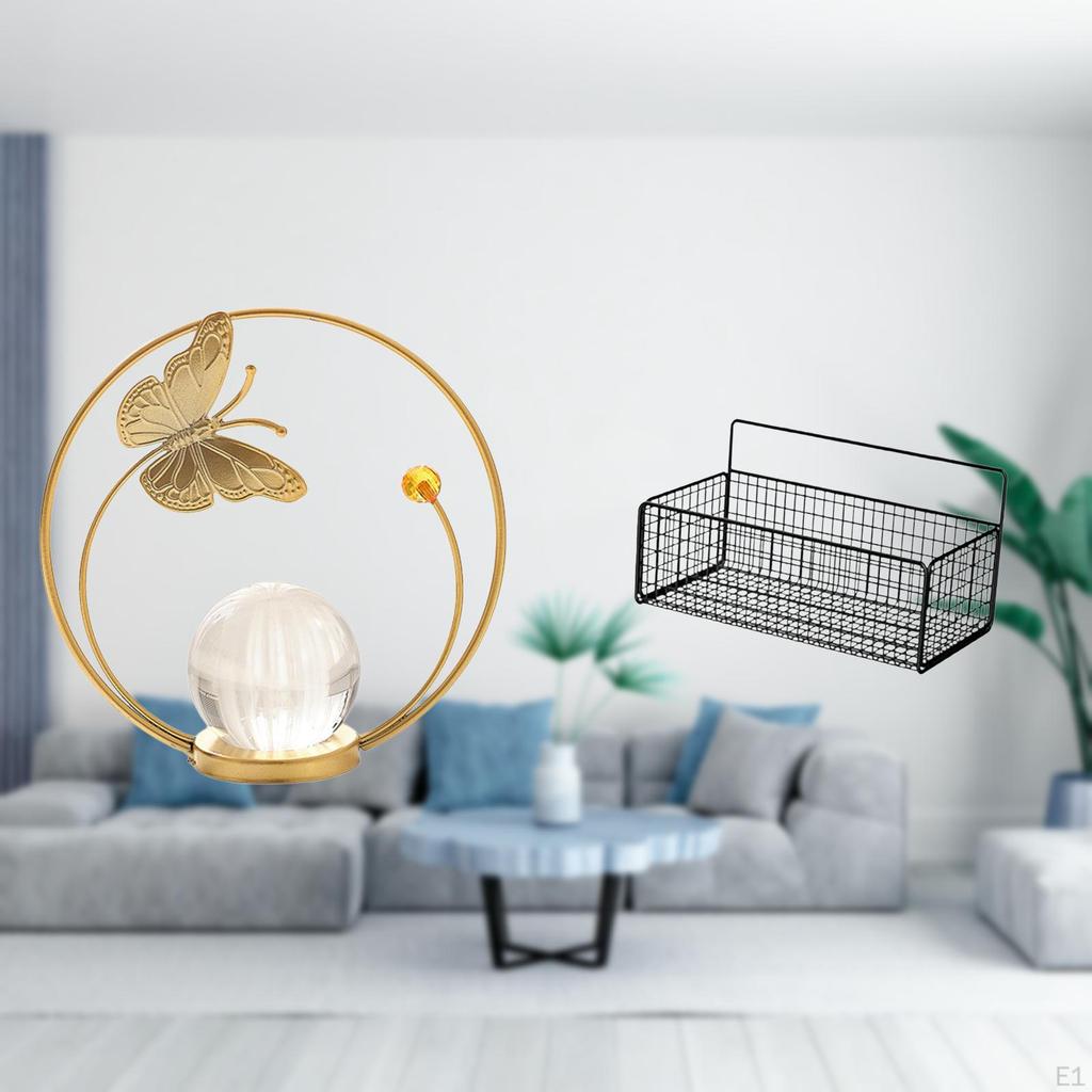 Crystal Ball Sculpture Metal Figurine Desk Indoor Ornament Statue Stand for Hallway Fireplace
