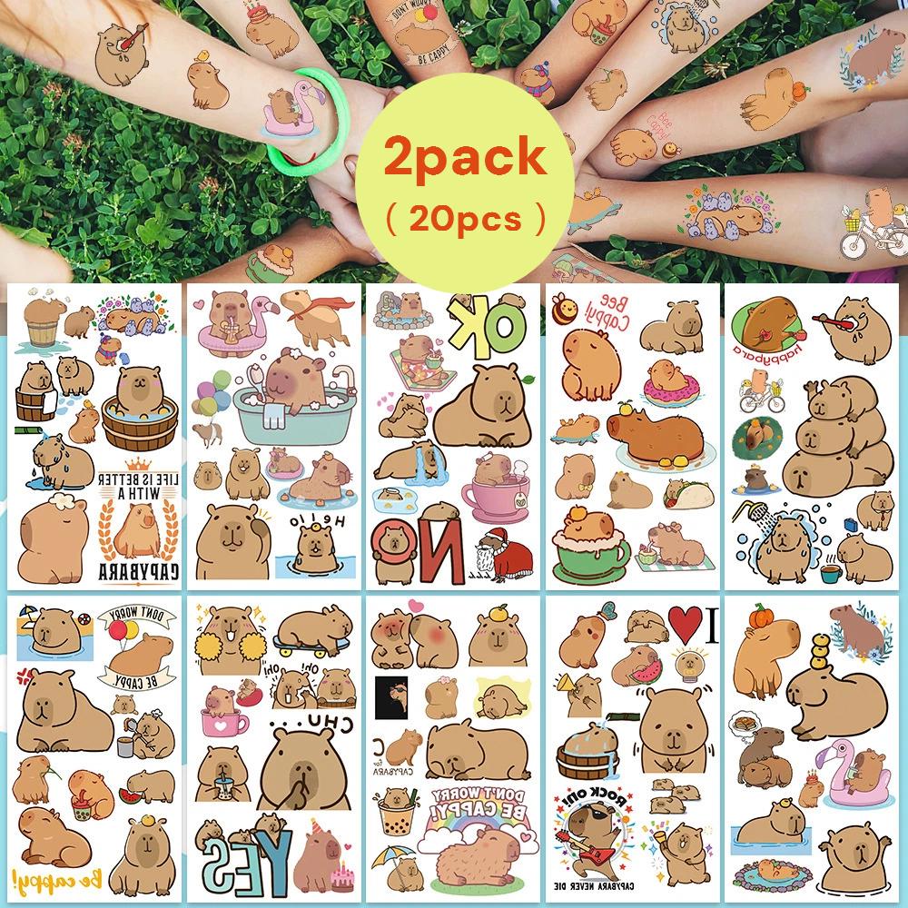 10 Stück Niedliche Capybara Tattoo Aufkleber Cartoon Tier Temporäre Tattoos Aufkleber Kawaii Geburtstag Weihnachten Geschenk Spielzeug