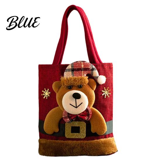 Decorative Christmas Party Favor Bags Tote Bag Santa/Snowman/Elk/Bear 3D Doll Decor Thick Cloth Holiday Candy Treat Holders Fabric Storage Pouch for
