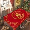 1 Piece Of Chinese Blessing Red Round Tablecloth, 5 Sizes, Chinese Spring Festival Wealth Cantonese Printed Square Tablecloth, Edge Embossing Process,