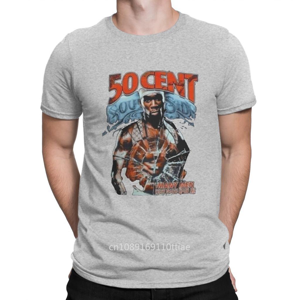 Men Popular American Rap Singer T Shirt 50 Cent Pure Cotton Tops Funny Short Sleeve Crew Neck Tee Shirt Gift Idea T-Shirts