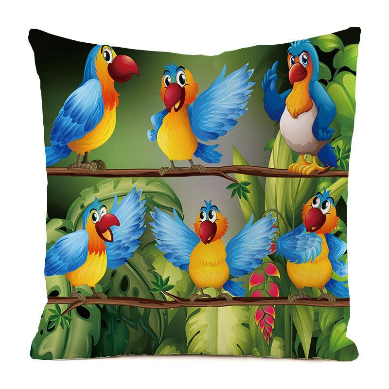 Nordic Tropical Jungle Style Digital Printing Short Plush Pillow Covers For Car Sofa Office Cushion Cover Home Goods