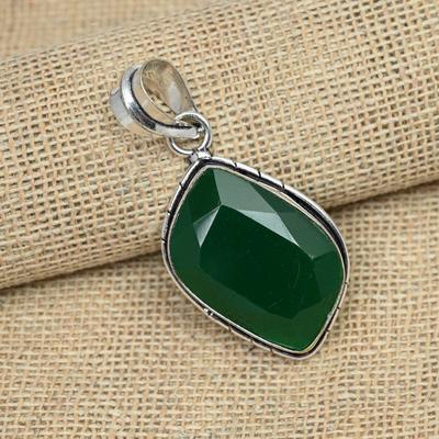 Grüner Onyx-Edelstein, 925er-Sterlingsilber, handgefertigter, ausgefallener Anhänger-Schmuck