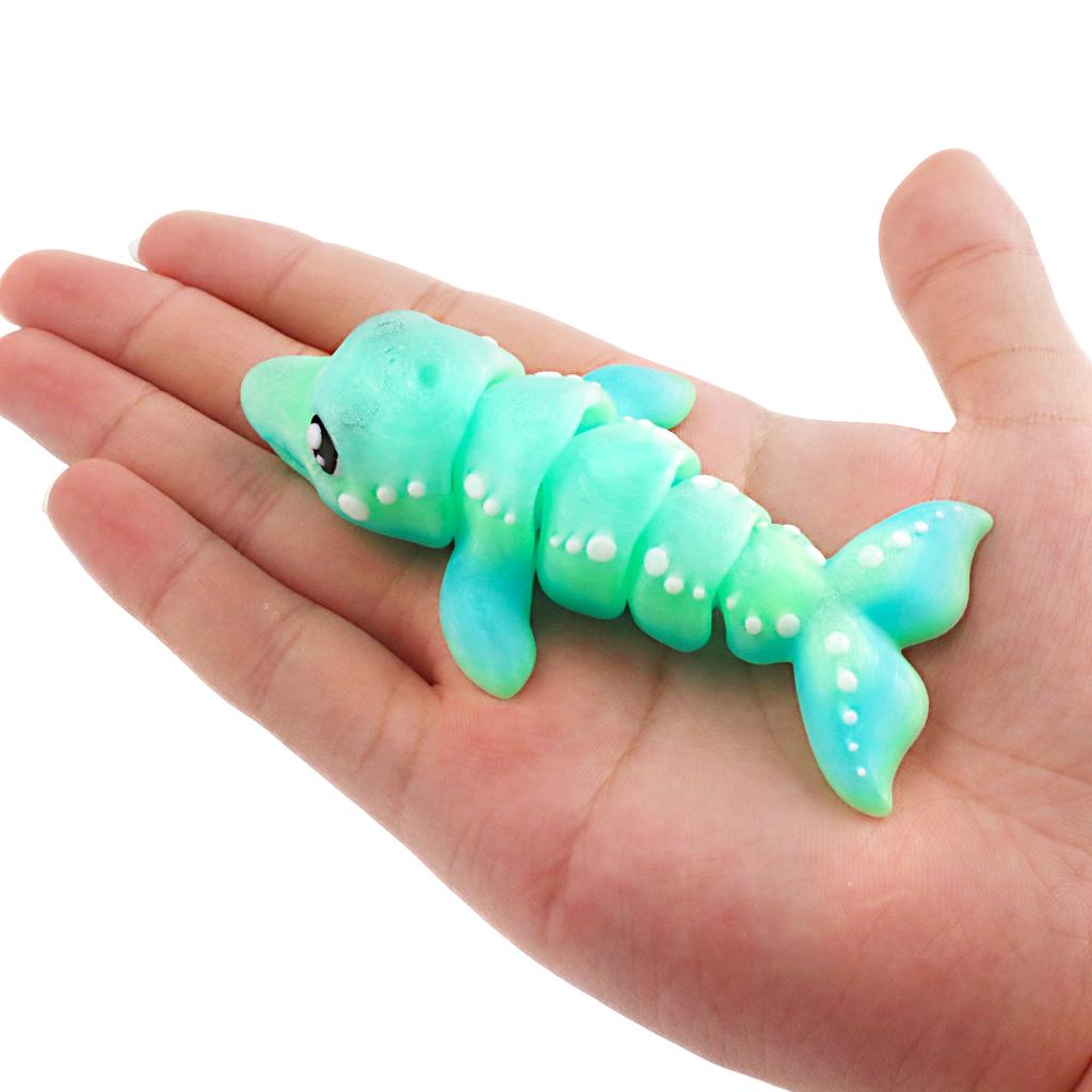 3D Printed Gradient Dolphin, Simulated Marine Life Model Ornament With Movable Joints