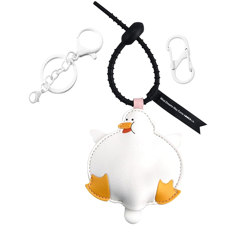 

[Aleidesai] Creative bubble speech bubble cartoon leather pendant, keychain and backpack charm 3 With two clasps, easy to use. (cute duck)