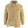 Men's Solid Color Zipper Pocket Work Jacket Men's Casual Trucker Fleece Jacket