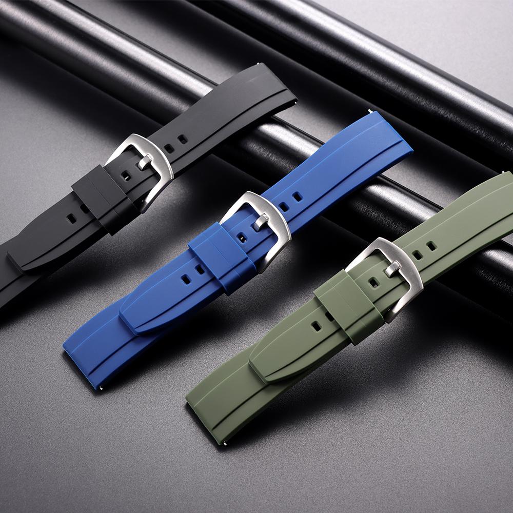 20mm 22mm Silicone New Sports Fashion Belt One Piece FKM Watch Strap Rubber Watch Band Wristband for Seiko for Omega for Casio