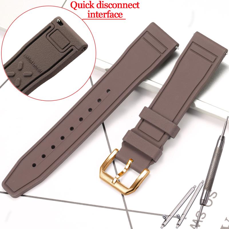 Rubber Silicone Watch Strap for IWC Pilot's Band Quick Release Bracelet Fluororubber Watchband