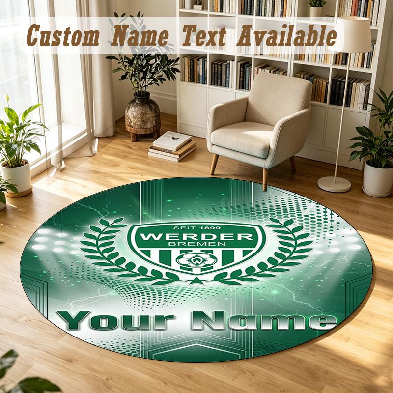 Round Rug Custom NameWerder Bremen FC Pattern Non Slip Carpet Home Floor Decor