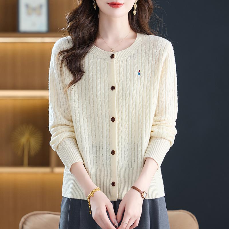 Petite Wool Knit Short Cardigan: Autumn/Winter Round Neck Stylish Top