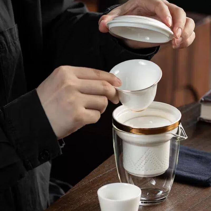 Dehua White Porcelain Portable Travel Tea Set