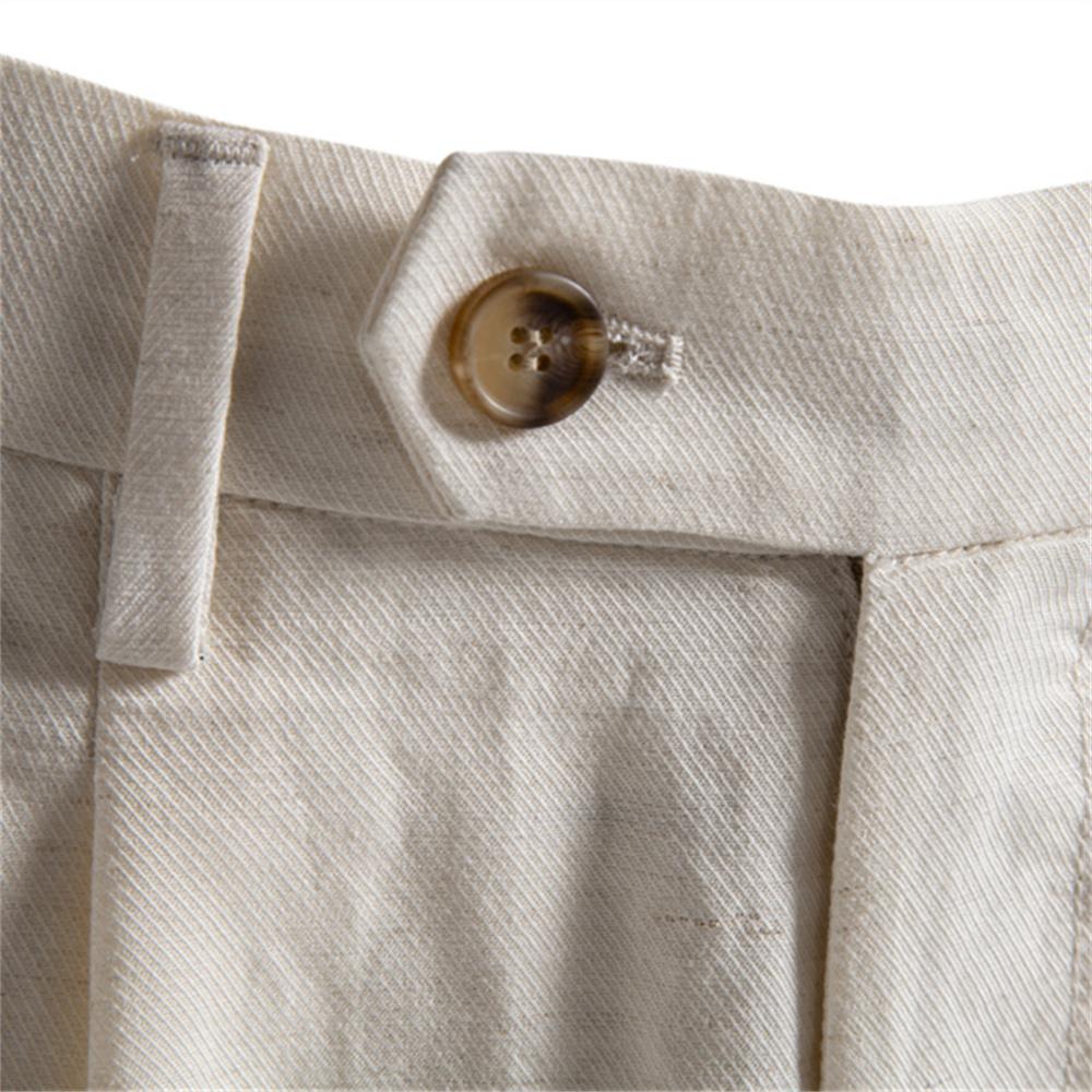AIOPESON Comfortable Men's Shorts Solid Color Elastic Waist Multi Pocket Cotton Linen Blend Breathable Summer Shorts
