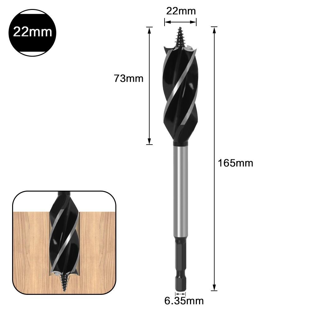 Woodworking Branch Drill, Four-Slot Woodworking Drill, Door Lock Hole Opener, Four-Blade Extended Woodworking Drill, Hexagonal Handle