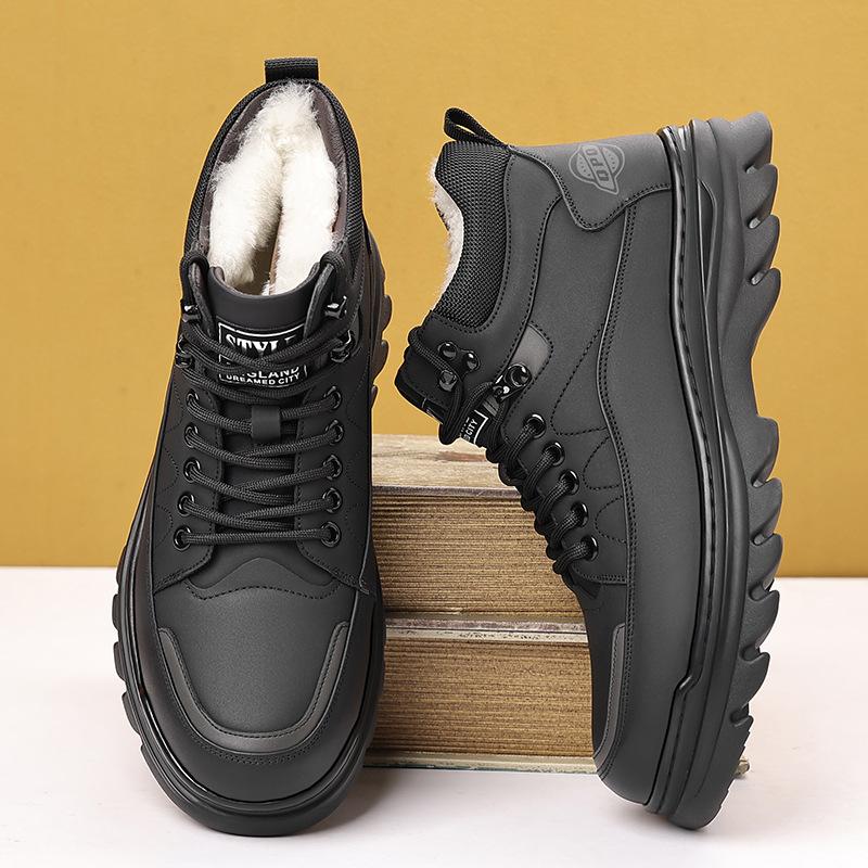 Cotton Shoes Men's 2025 Winter Warm Velvet High-top Men's Shoes Lace-up Men's Casual Dad Snow Boots