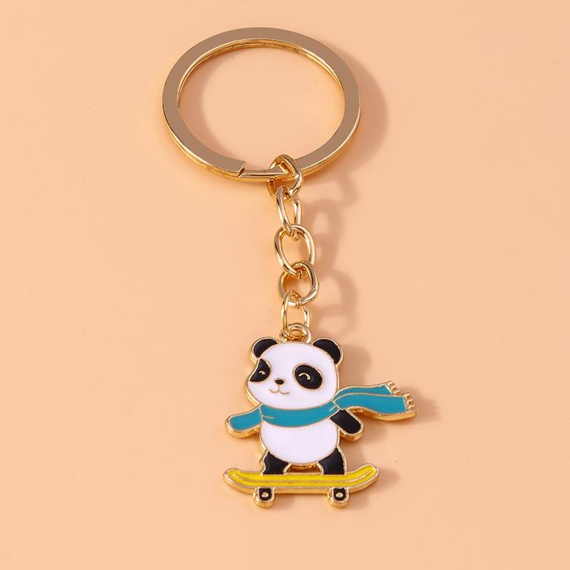 Cute Enamel Panda Keychain Cat Keyring Pendant for Car Key Holder Women Girls Handbag Accessories DIY Jewelry Gifts