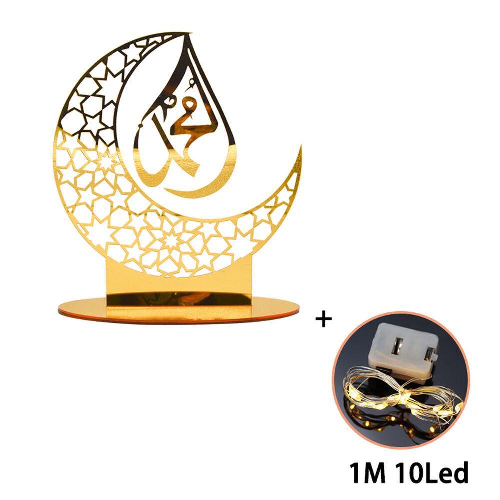 New LED Eid Mubarak Acrylic Ornament Ramadan Decoration Muslim Festival Party