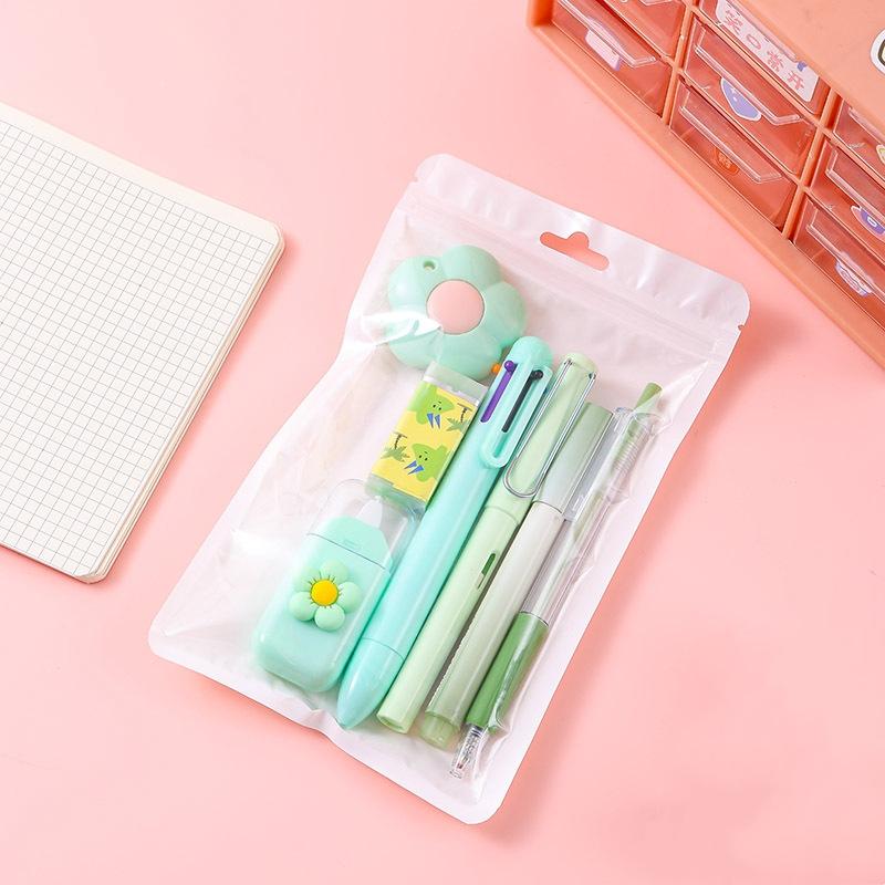 

Набор канцтоваров из 7 предметов с градиентной расцветкой: гелевые ручки, хайлайтер, ластик, корректирующая лента, шариковая ручка, карандаш для подарка, школы, офиса