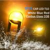 10X New W5W LED Canbus T10 Car Lights COB Glass Interior Parts Bulbs 6000K White Auto License Plate Lamp Dome Read Light 12V