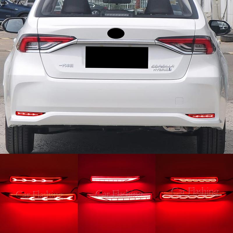 For Toyota Corolla Altis LED Rear Bumper Reflector Light Warn Brake Dynamic Turn Signal Car Accessories