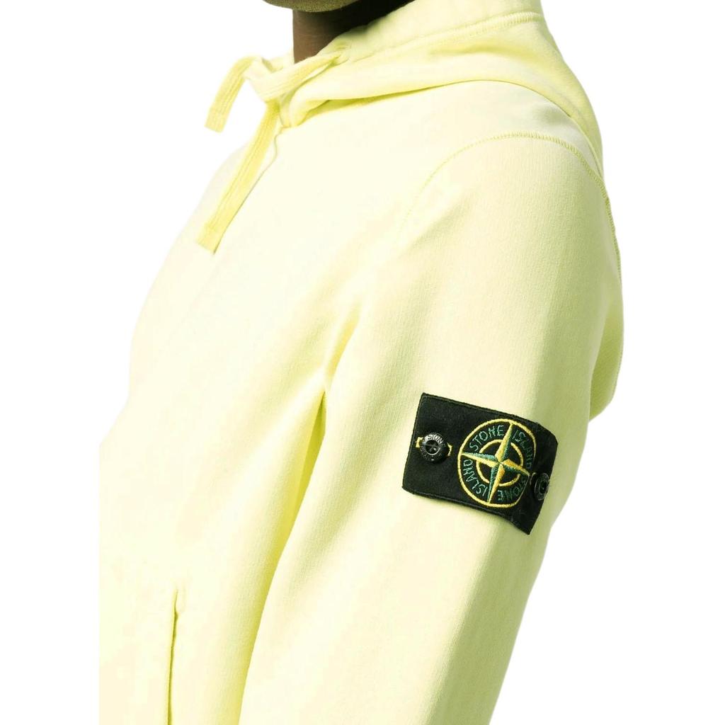 Stone Island Fw22 Solid Color Kangaroo Pocket Logo Pullover Sweatshirt Men sweatshirt Lemon-Yellow 771564120-V0031