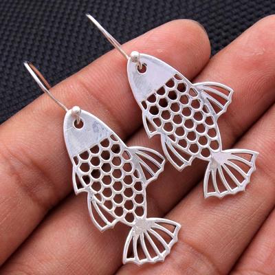 Fish Earring, Silver Jewelry, Handmade Earring, Animal Jewelry, Gift For Mum