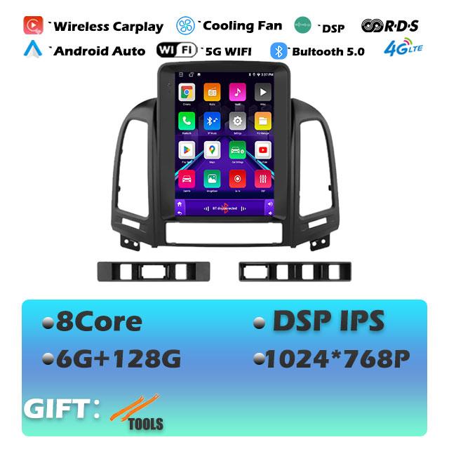 9.7'' For Hyundai Santa Fe 2 2006-2012 Carplay Android14 Car Radio Multimedia Video Player Navigaion Head Unit Stereo Audio