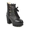 Krótkie buty wiosenne, jesienne i zimowe damskie buty super wysoki obcas gruby obcas sznurowane buty typu Martens brytyjski styl krótkie buty białe duży rozmiar