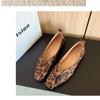 Fashion Big Size 35-43Snake Pattern Leather Woman Square Toe Shallow Ballet Flats Wowen Ballerinas Daily Slip On Loafers Mocasines Mujer