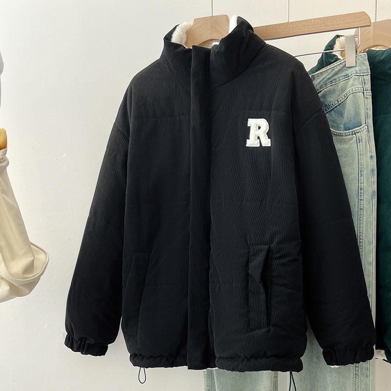 Lazy wind wears coats on both sides, women's winter new lamb wool thickened loose cotton-padded jacket tide