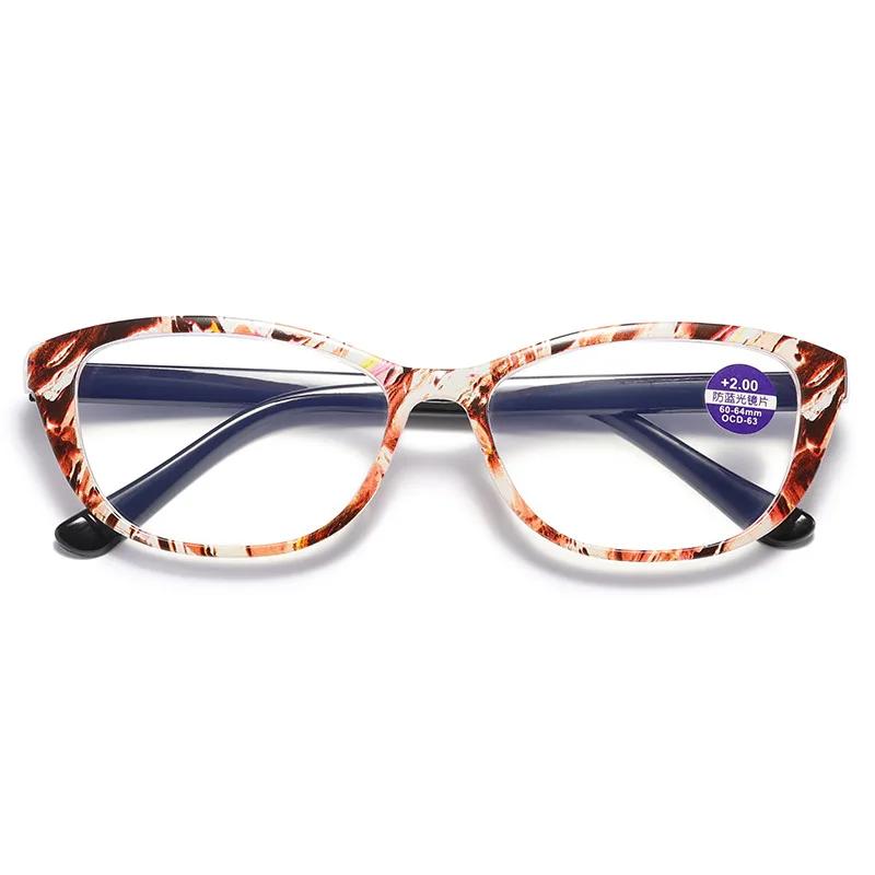 

Anti-Blue Light Reading Glasses Women S Trend Printed Frame Reading Glasses Eye Protection Presbyopia Eyeglasses +1.0 To +4.0 +2.5