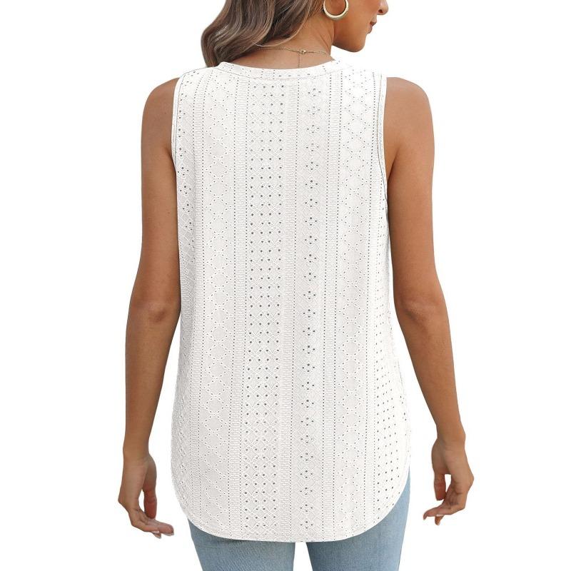 Colete feminino de verão cor sólida com decote em V dividido camiseta regata