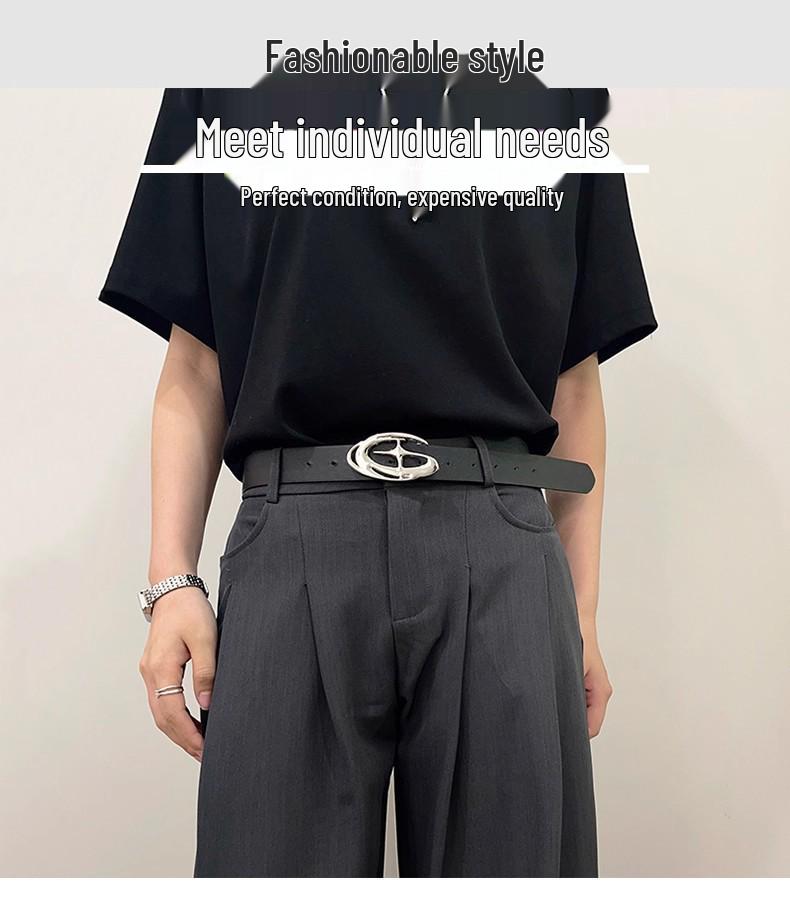 Męski Retro Czarny Skórzany Pasek 2025 – Modny Amerykański Styl do Dżinsów