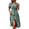 Summer Vintage Green Medium Long Paisley Print Dress